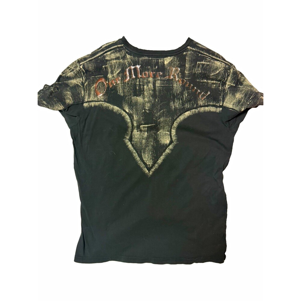 One More Round Men's Black Skeleton Graphic Print Crew Neck Tee Short Sleeve L